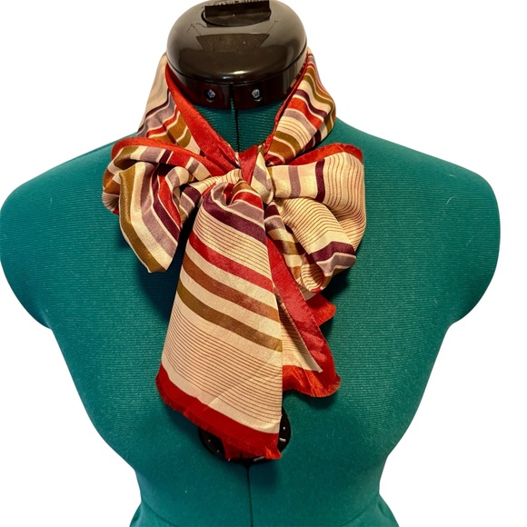 Vintage Oscar De La Renta Silk Rectangular Stripes Scarf 51.5 x 10 - Picture 1 of 8